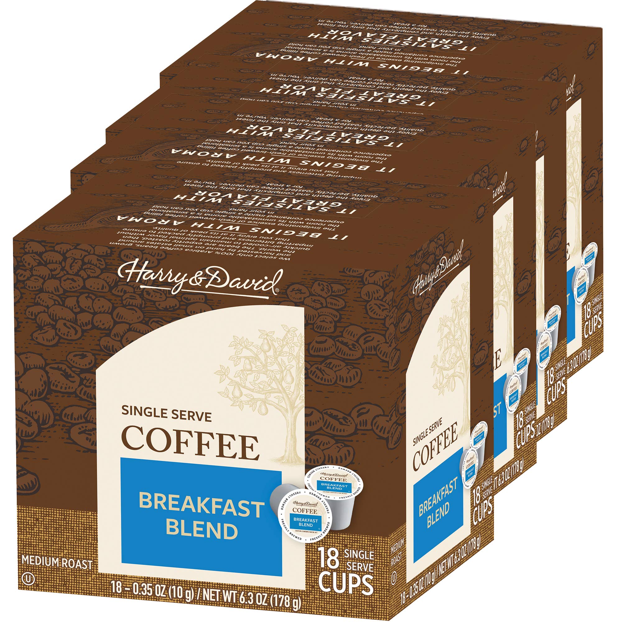 Harry & David Coffee in Single Serve Cups Compatible with Keurig K-Cup Brewers 72 Count (Breakfast Blend)