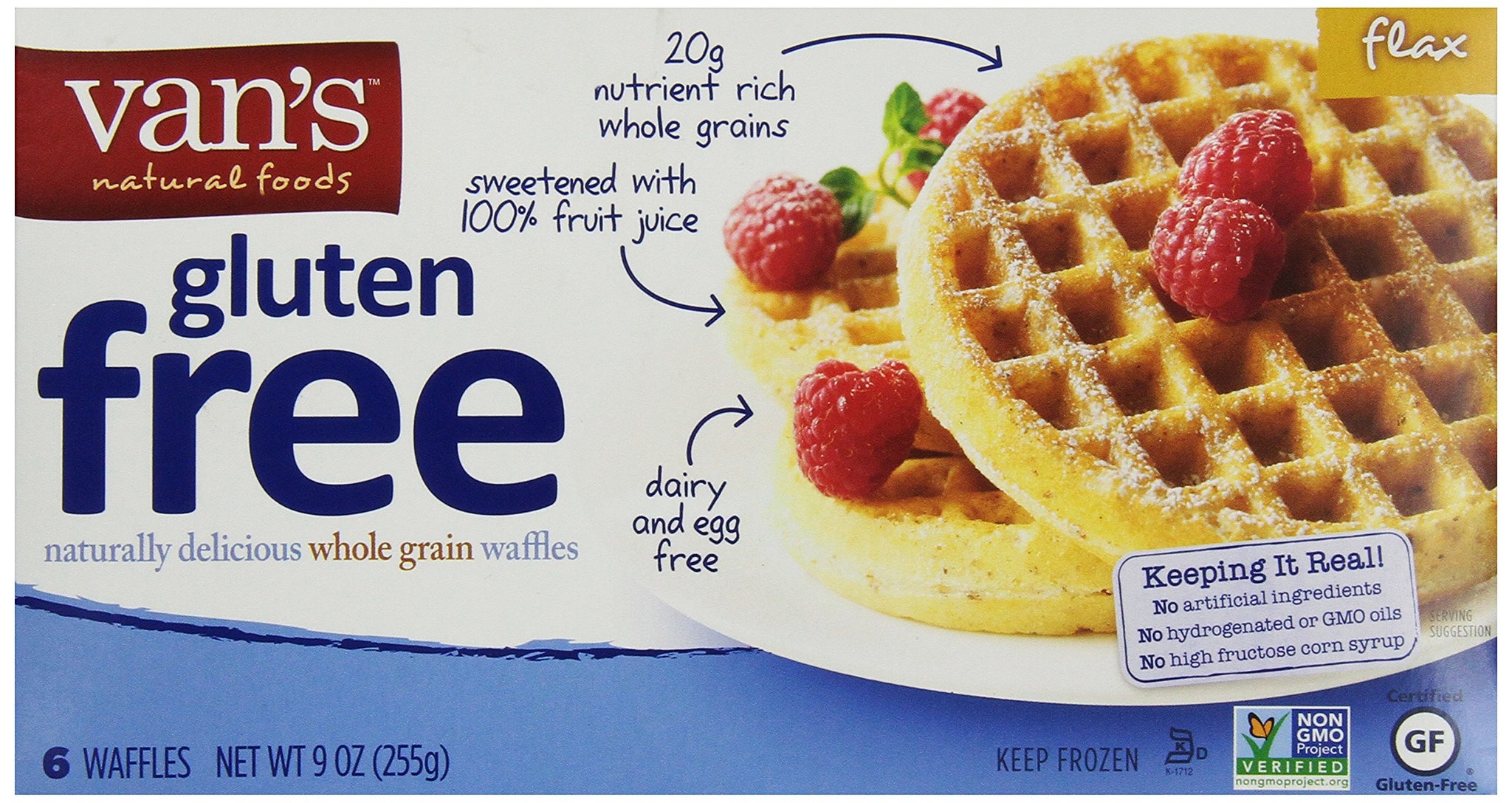 Van's, Waffle, Gluten Free Flax, 6 ct, 9 oz (Frozen)