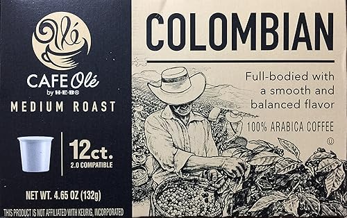 H.E.B. Cafe Ole Colombian (Straight Roast) One Box, 12 Count Single Brew