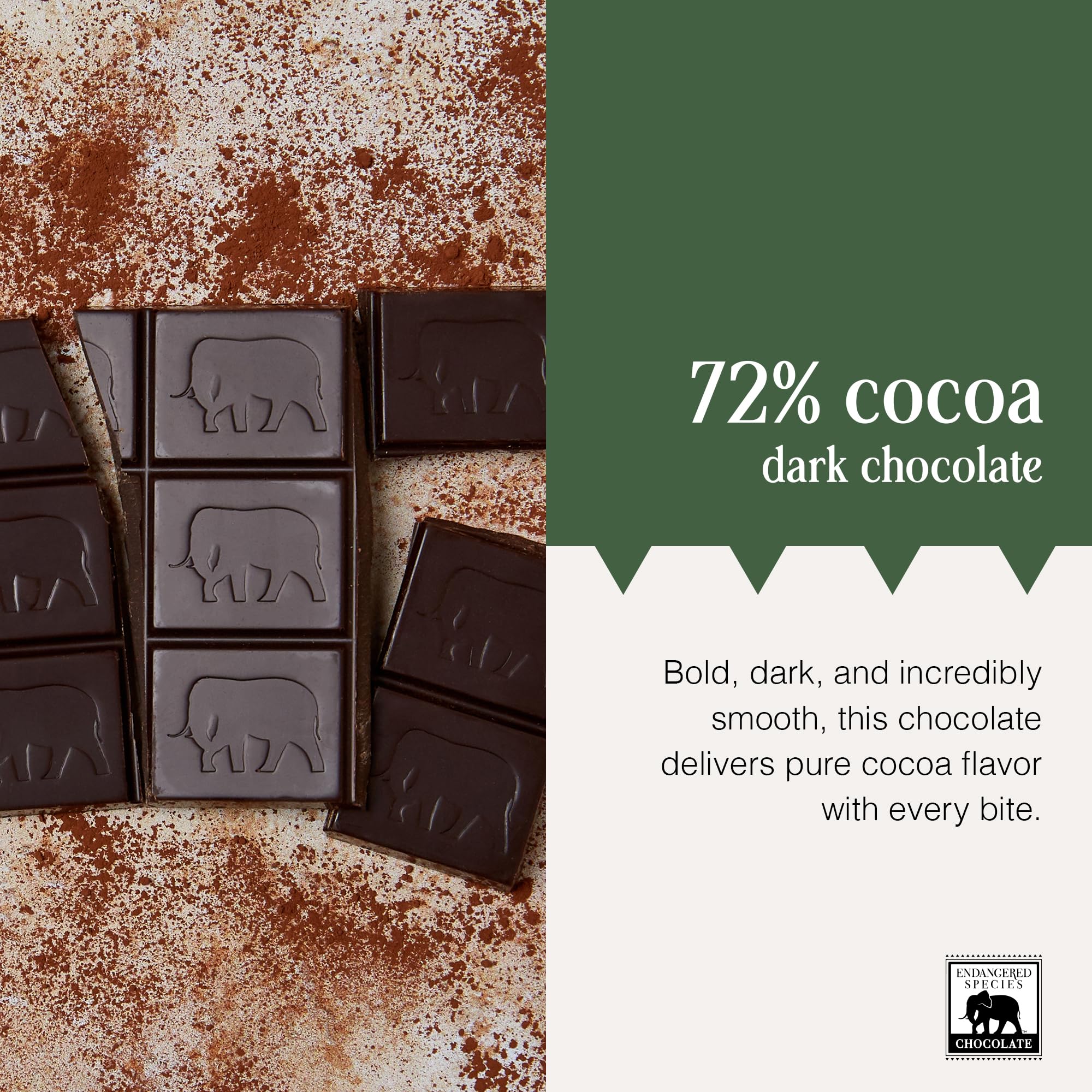 Endangered Species Chocolate Chimpanzee, Natural Dark Chocolate (72%), 3-Ounce Bars (Pack of 12)