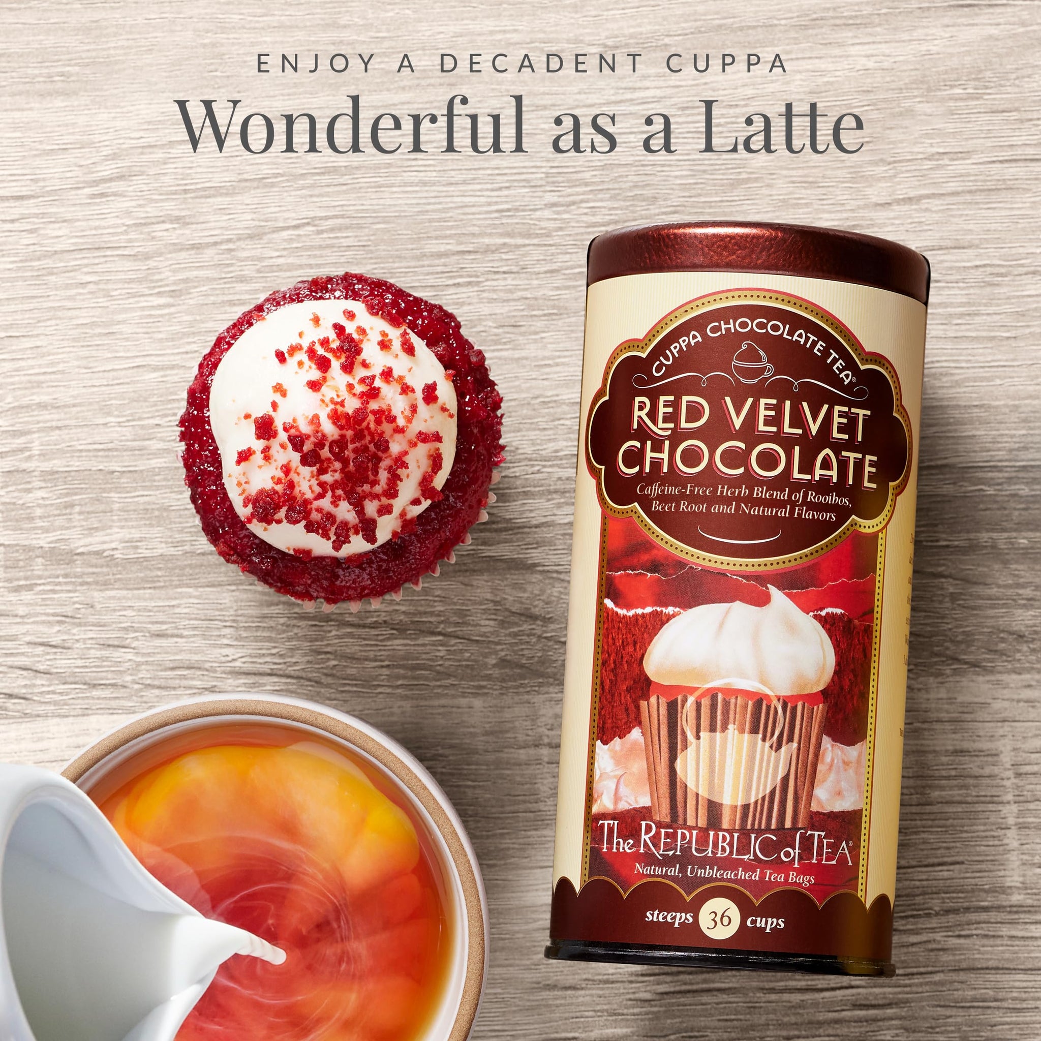 The Republic of Tea - Red Velvet Cuppa Chocolate Tea Bags, Caffeine Free, 36 Servings