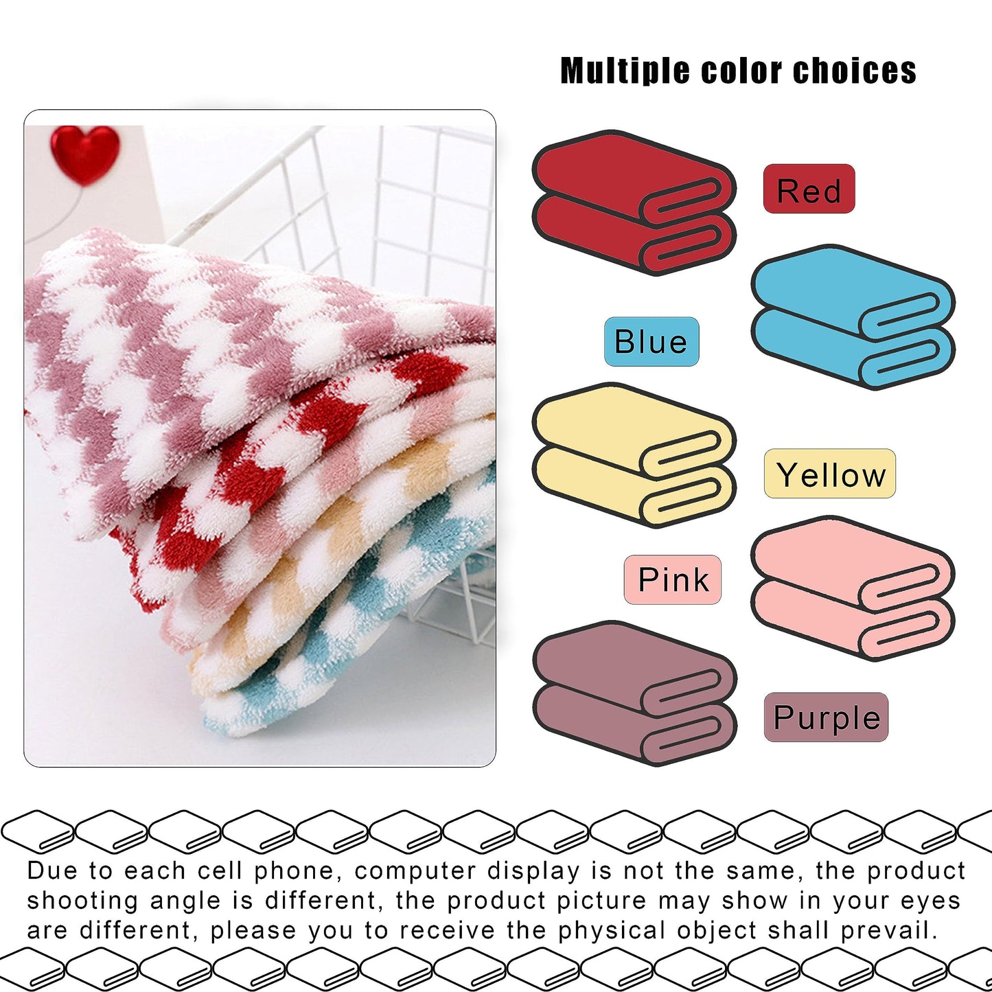 BEWDIO 10 Pack Heart Microfiber Face Cloths for Washing face, Highly Absorbent Cleaning Towels, Microfiber Rags for Washing Dishes, Car, Window Clean