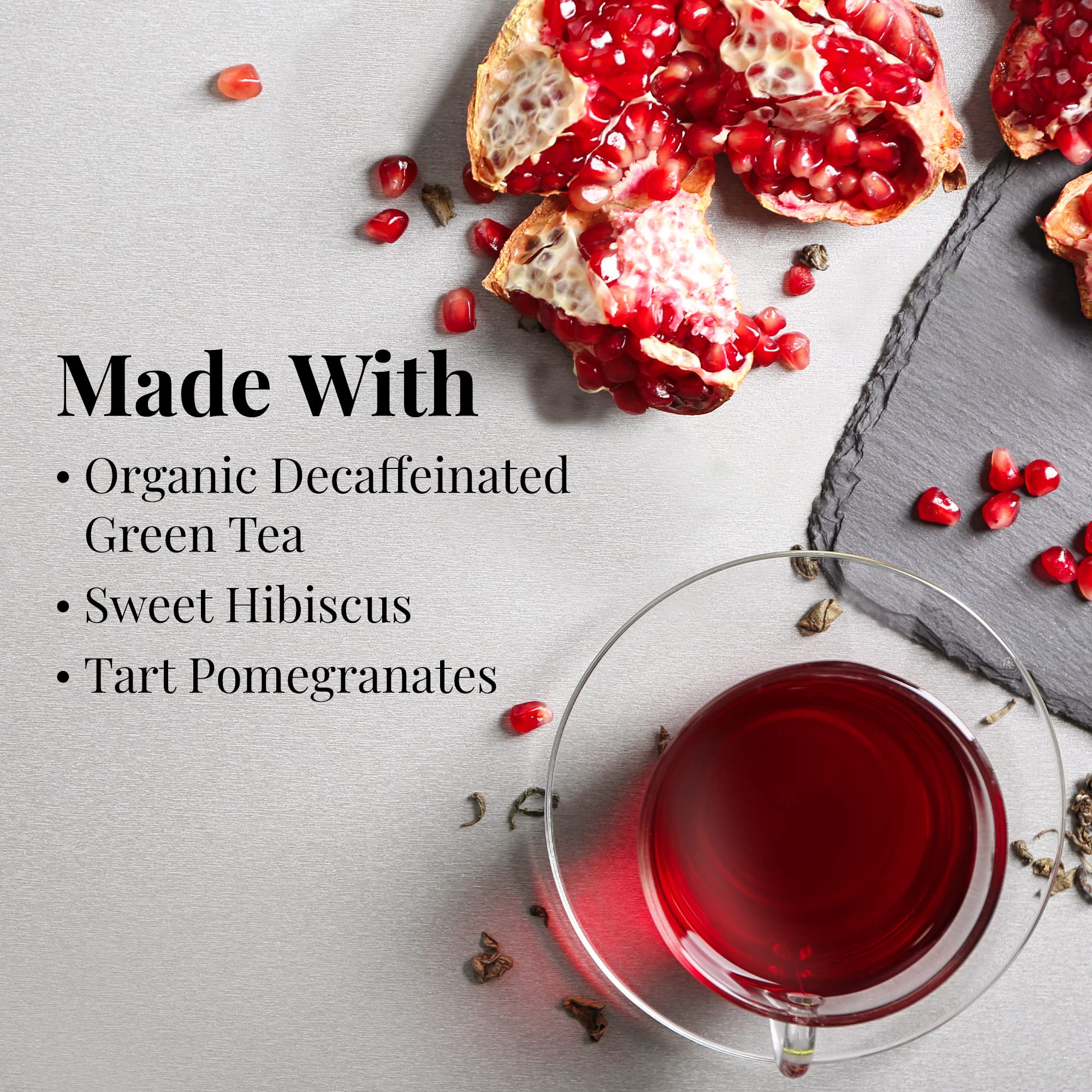The Republic of Tea Decaf Organic Pomegranate Green Superfruit Tea Bags, 250 Tea Bag Bulk