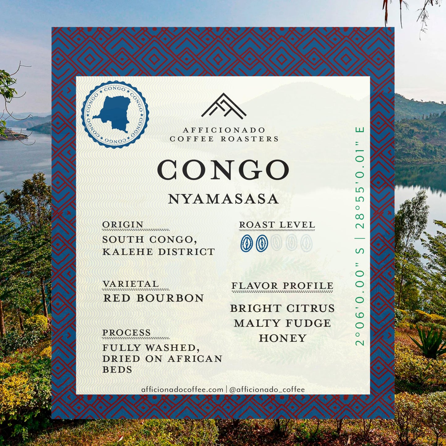 Afficionado Coffee Roasters | Medium Roast Arabica Coffee | 12 Ounce Bag (Congo Nyamasasa, Whole Bean)