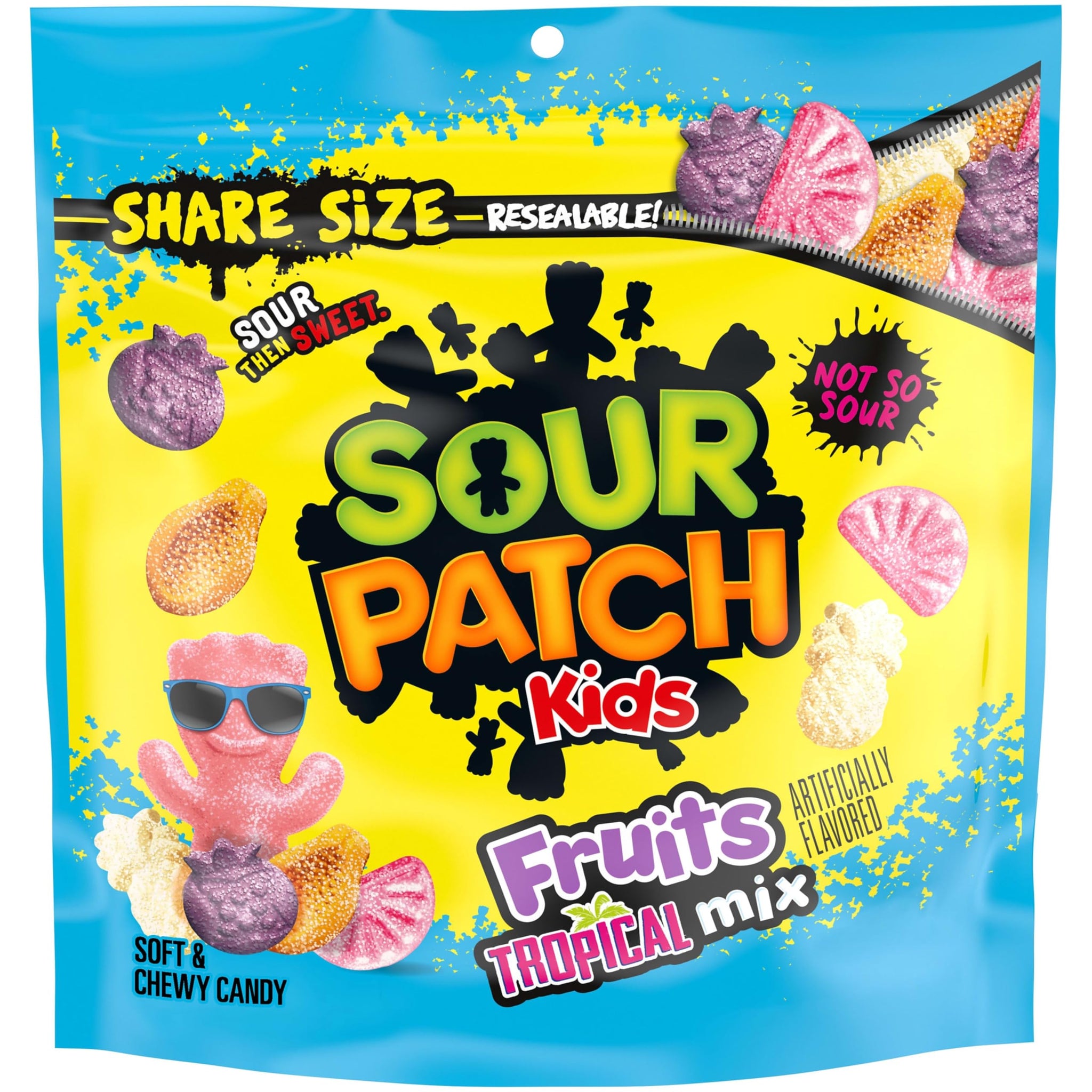SOUR PATCH KIDS Fruits Tropical Mix Soft & Chewy Gummy Candy, Share Size, 11.11 oz