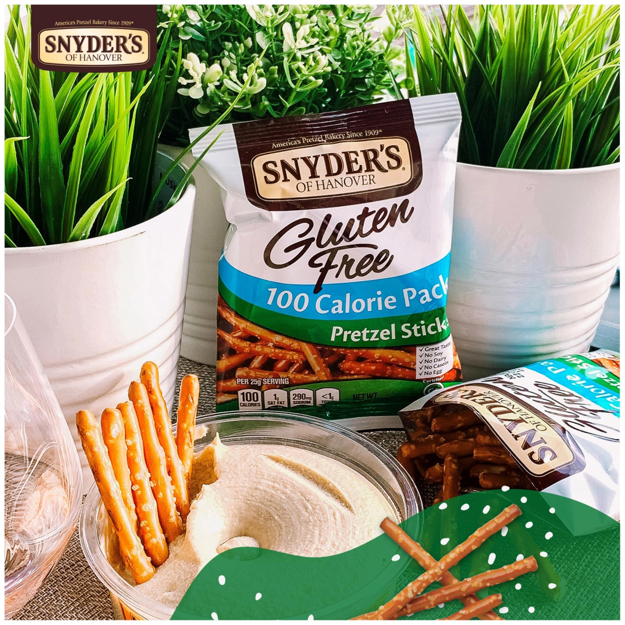 Snyder's of Hanover Gluten Free Pretzel Sticks, 100 Calorie Individual Packs, 24 Ct