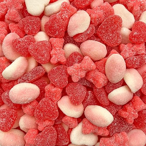 Gummy Candy Mix | 2-Pound Bag | Red & Pink Candy Assortment | Cherry Jelly Hearts, Tutti-Frutti Gummi Bears, Puffy Strawberry Gummies | Chewy Treats