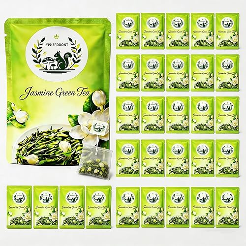 YPHFPDDONT Premium Jasmine Green Tea Bags - Luxury Whole Leaf, Individually Wrapped Eco-Friendly Corn Fiber Sachets, Authentic Chinese Floral Tea, Hot