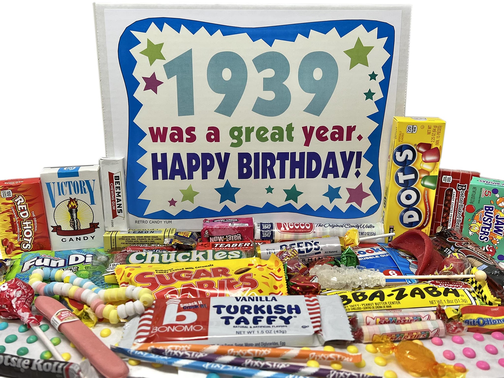 RETRO CANDY YUM ~ 1939 87th Birthday Candy Gift Box From Childhood for 87 Year Old Man or Woman Born 1939