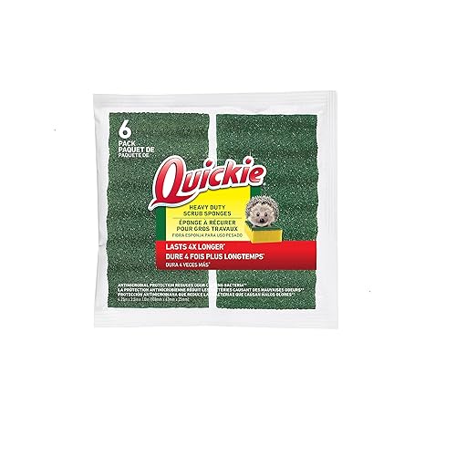 Quickie Durable Scrub Sponges, 6-Pack, Long Lasting, Heavy Duty, Kitchen and Bathroom Scrubbing Sponge