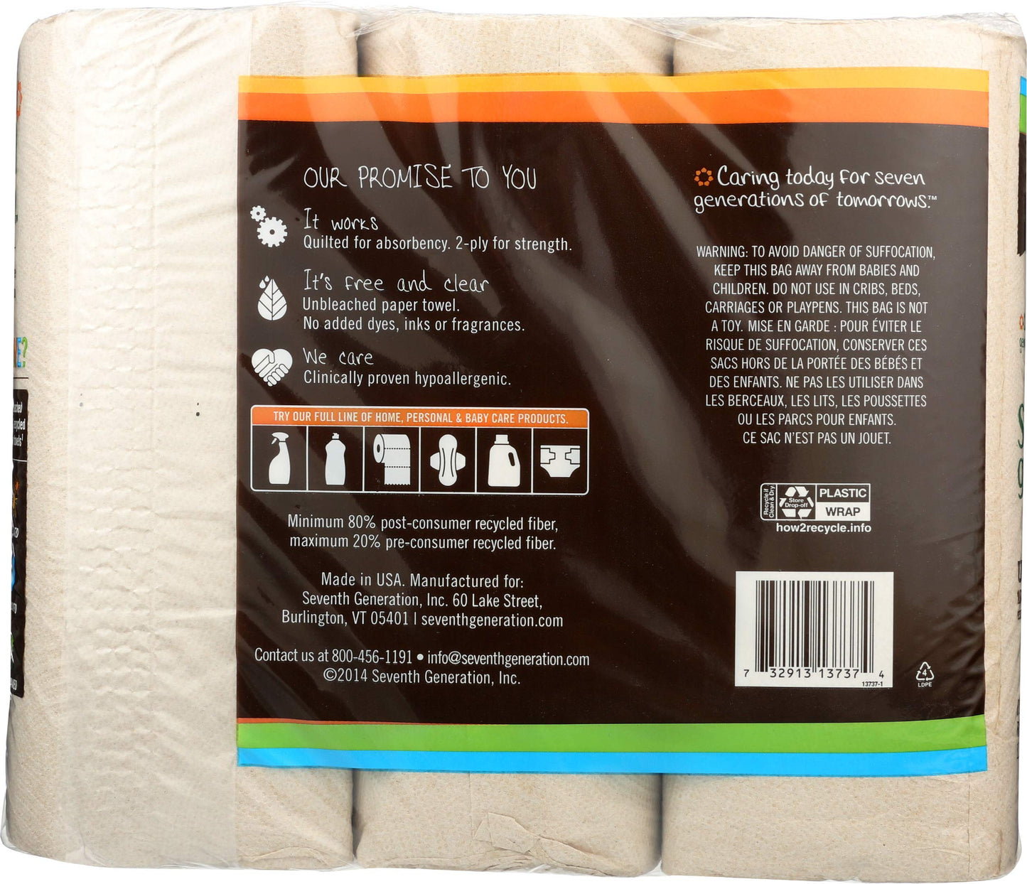 Seventh Generation Paper Towels, Unbleached, Regular Roll - 6 Count (Pack of 1)
