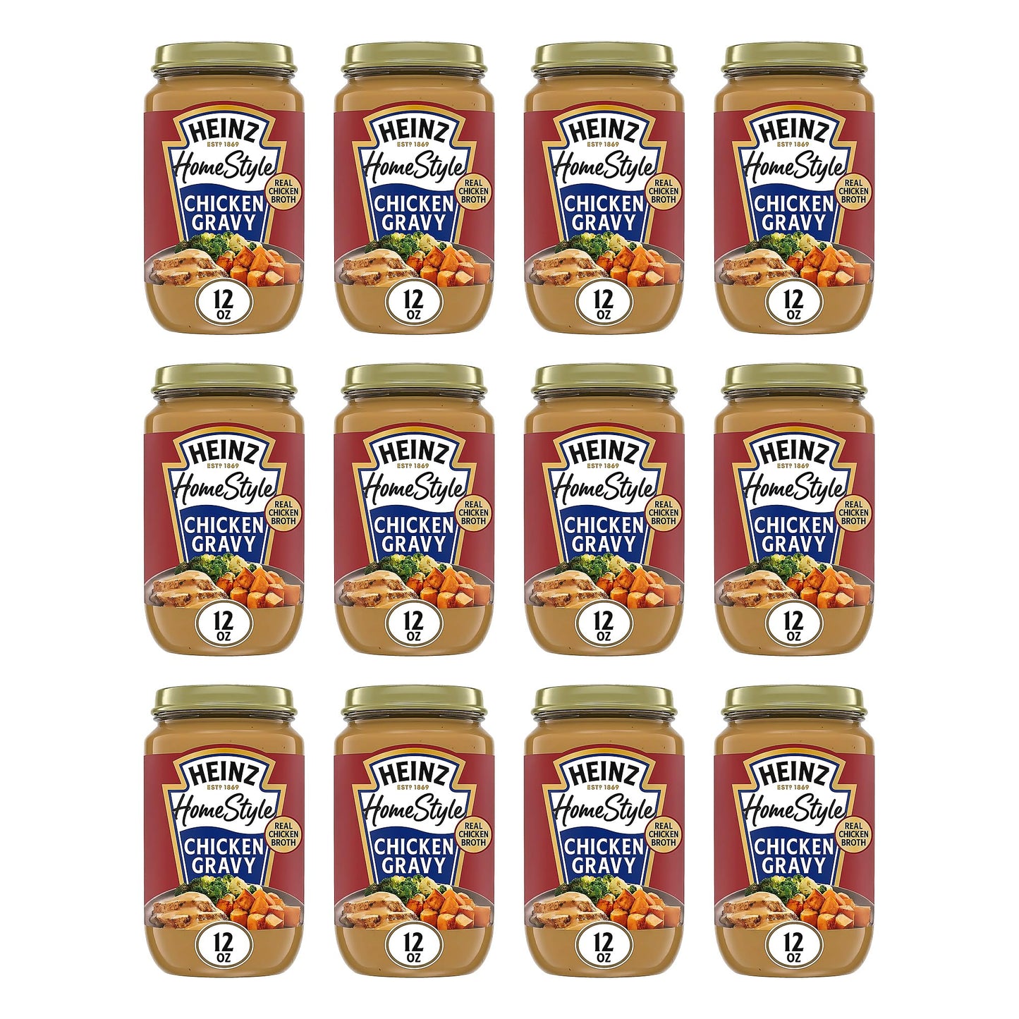 Heinz HomeStyle Classic Chicken Gravy, Savory Poultry Base, Ready to Serve Gravy for Quick Mashed Potatoes and Easy Roast Meals, 12 Ounce (Pack of 12)