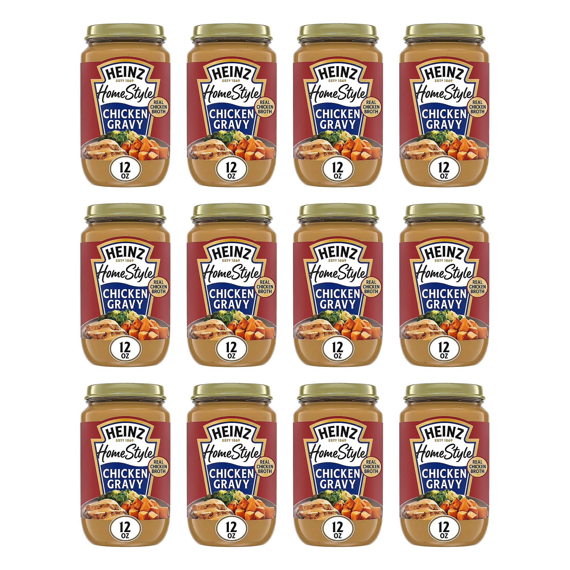 Heinz HomeStyle Classic Chicken Gravy, Savory Poultry Base, Ready to Serve Gravy for Quick Mashed Potatoes and Easy Roast Meals, 12 Ounce (Pack of 12)