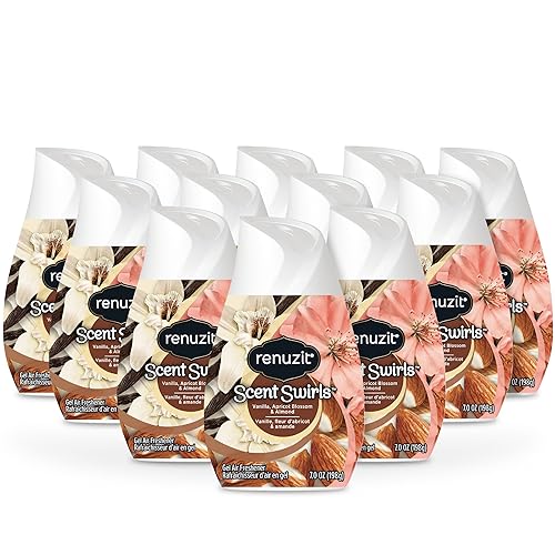 Renuzit Scent Swirls Air Freshener Gel, Vanilla, Apricot Blossom & Almond, 7 Ounces (12 Count)