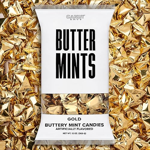 Candy Envy - Gold Foil Wrapped Buttermints - 13 oz. Bag - 100 Individually Wrapped Candy Mints