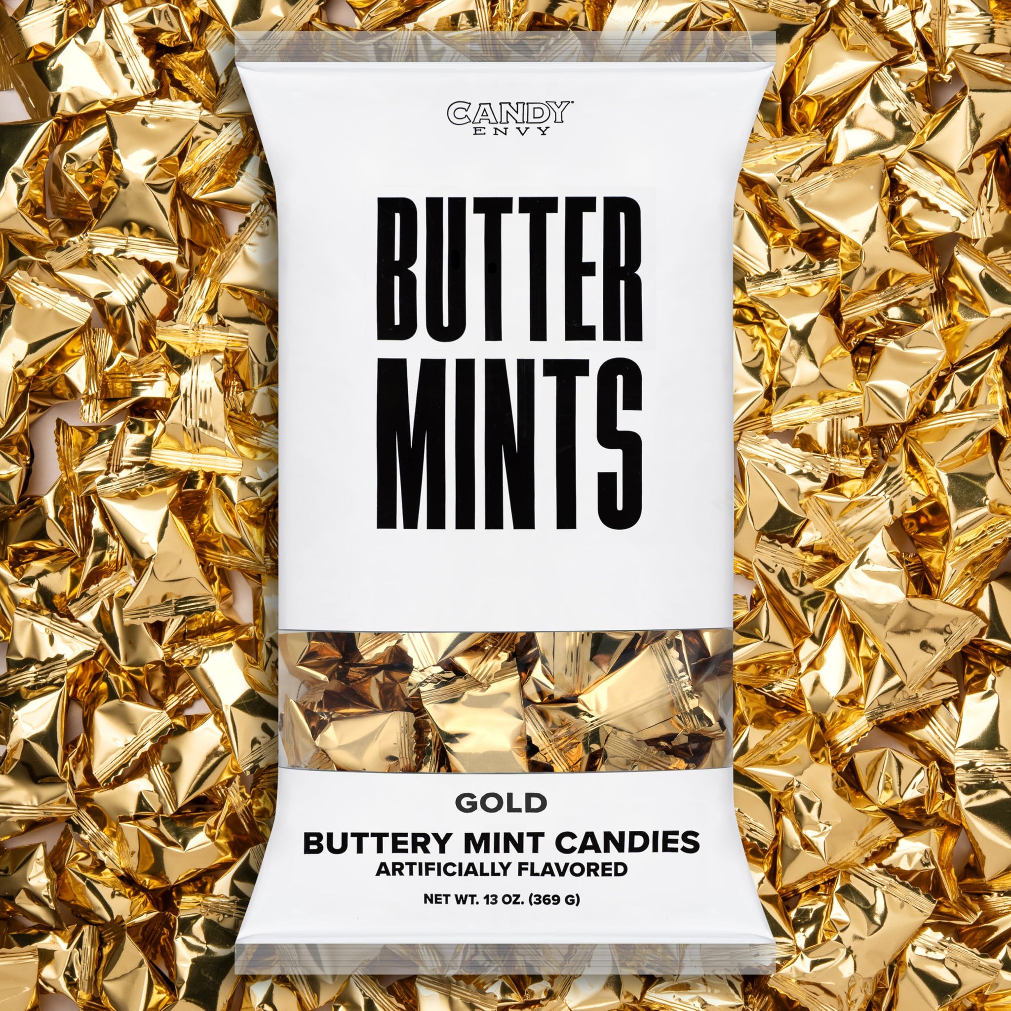 Candy Envy - Gold Foil Wrapped Buttermints - 13 oz. Bag - 100 Individually Wrapped Candy Mints