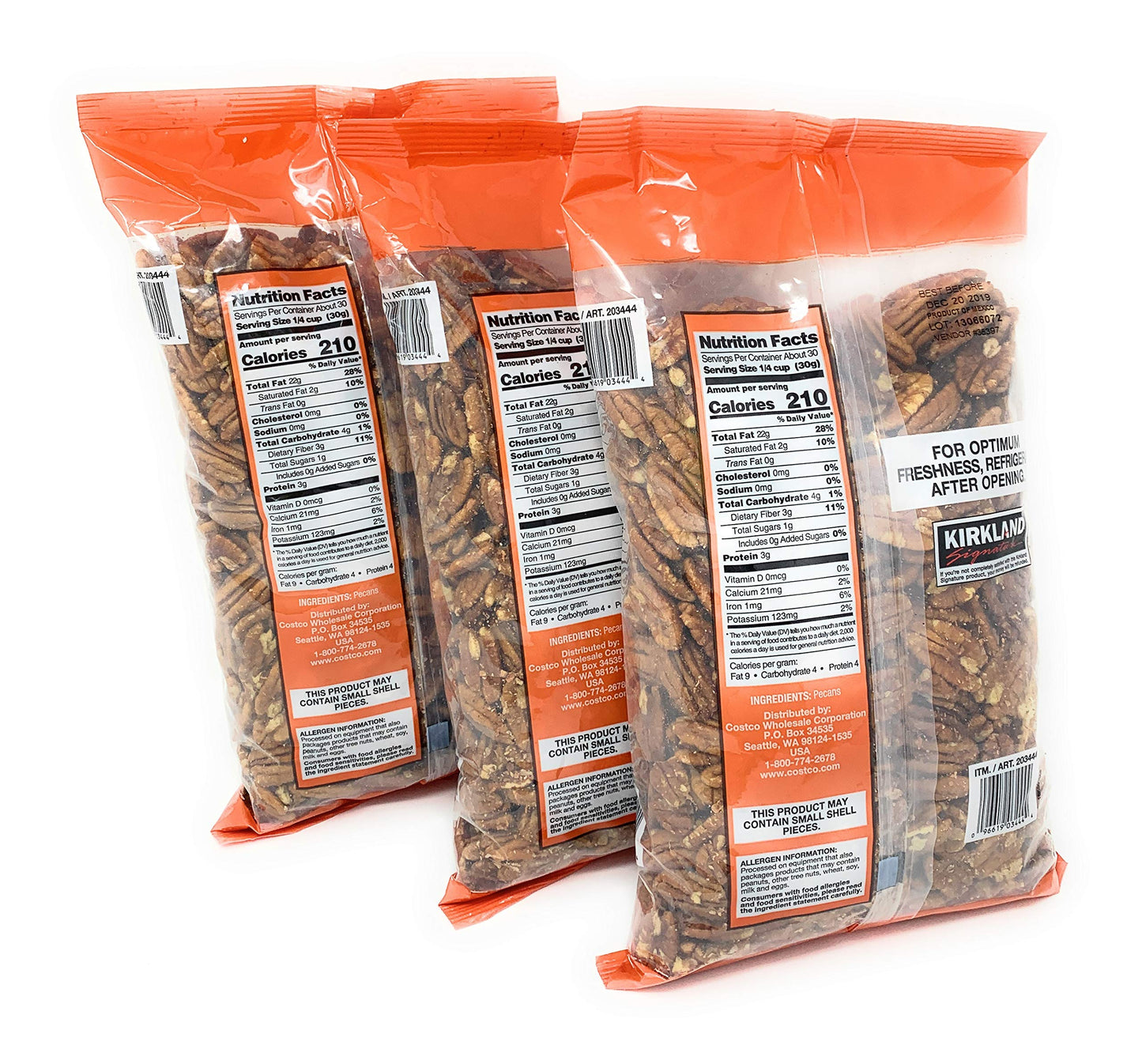 Kirkland Signature Pecan Halves, 2 Pound (3 Pack)
