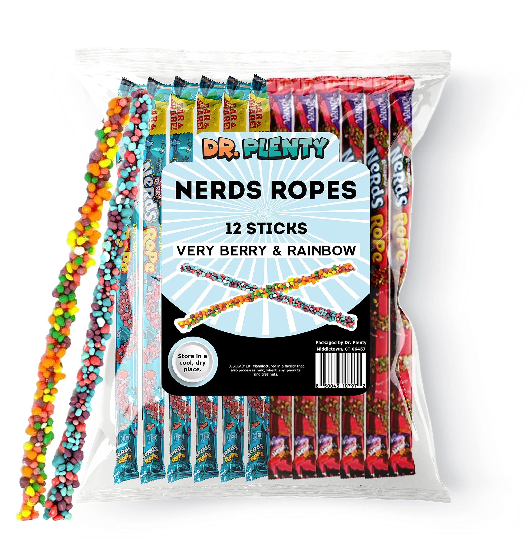 Nerds Rope Variety Pack (12 Count) Very Berry & Rainbow - 0.92oz, Bulk Individually Wrapped Nerd Ropes Candy, Chewy Gummies - By Dr. Variety