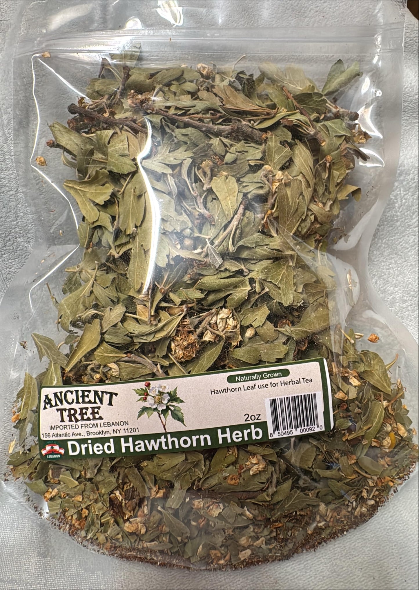 Hawthorn Leaf and Flower Herbal Tea, Mediterranean Dried Hawthorn Herb Imported Lebanon 2 oz (Crataegus azarolus)