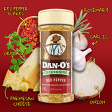 Dan-O's Red Pepper Cheesoning Seasoning, 2.6 oz Bottle, 2 Pack, Cheesy Seasoning for Pizza, Popcorn, Chicken and More, Sugar Free, Zero Calorie, Bold