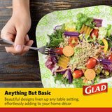 Glad Square Heavy Duty Paper Plates, Soak Proof and Cut Proof Disposable Plates for Parties and Everyday Meals, Microwaveable for Easy Serving, Green
