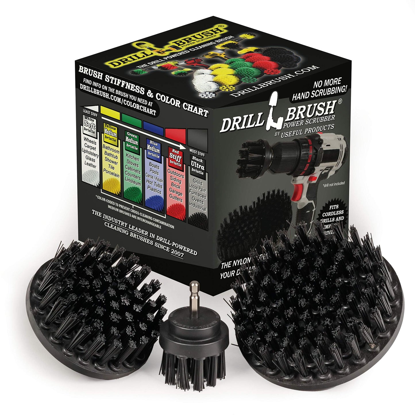 Ultra Stiff Drill Powered Cleaning Brush Set - Heavy Duty Industrial Stripping - Cordless Drill Power Scrubber Grill Brush for Household Cleaning