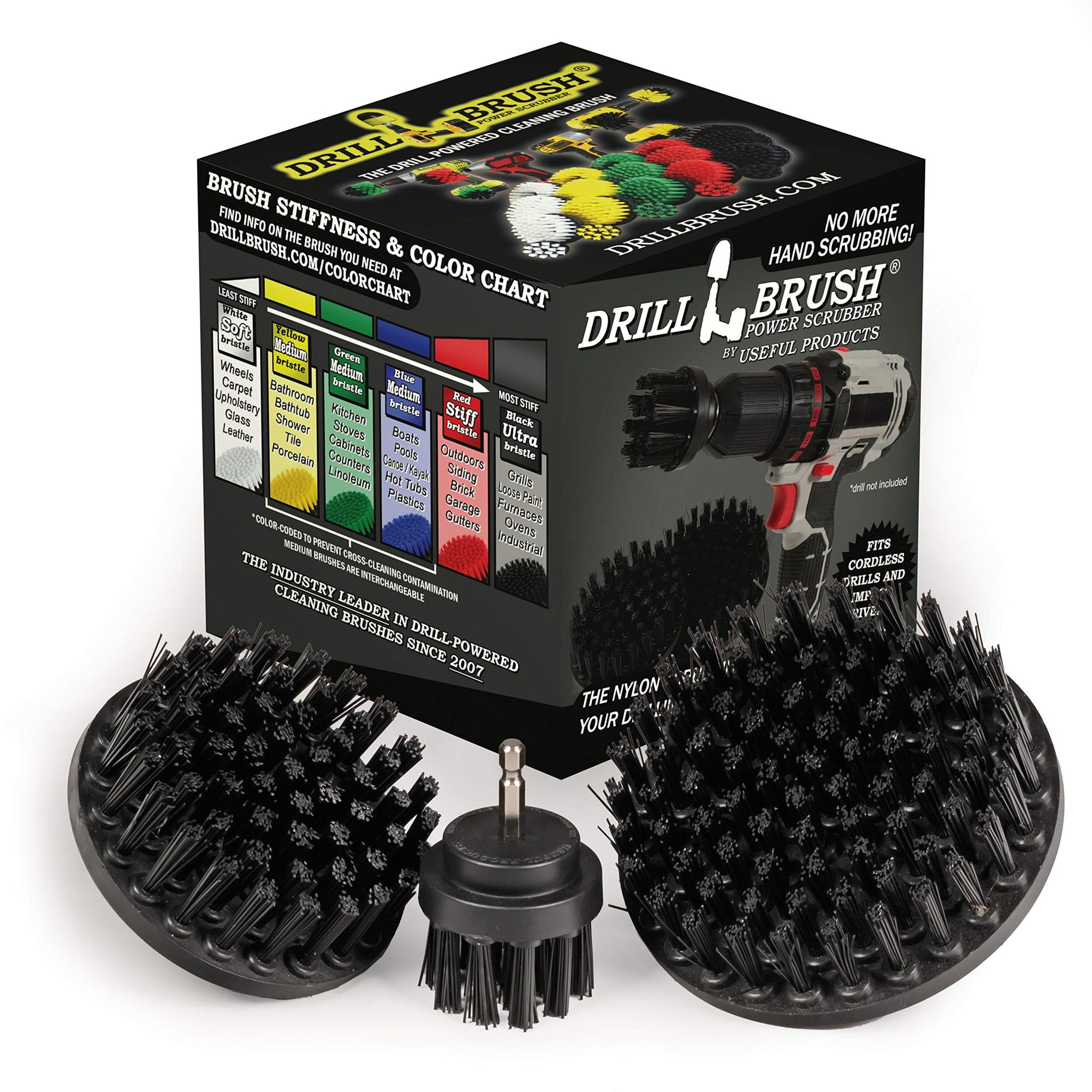 Ultra Stiff Drill Powered Cleaning Brush Set - Heavy Duty Industrial Stripping - Cordless Drill Power Scrubber Grill Brush for Household Cleaning