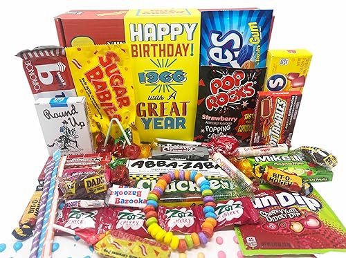 1966 Nostalgic Candy Childhood Mix Gift Box for 60th Birthday for Man or Woman Jr