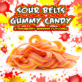 Sour Belts | Dye Free Candy | 8-Ounce Pack | Sour Gummy Candy with Strawberry-Banana Flavor | Fruity Belts for Snacking, Gifting and Decorating