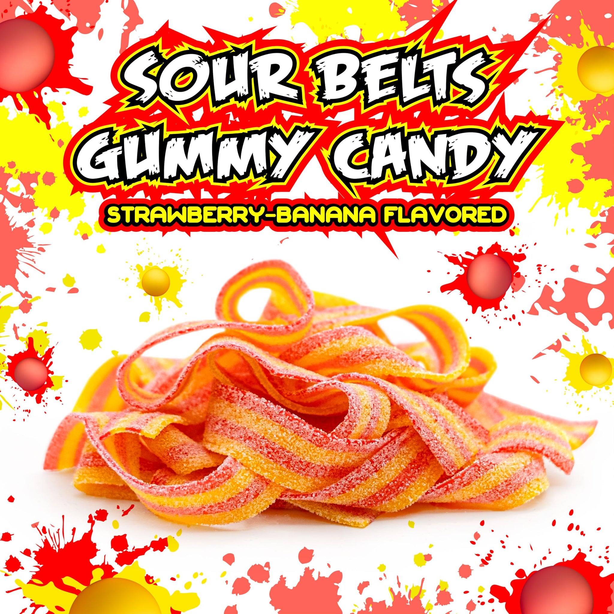 Sour Belts | Dye Free Candy | 8-Ounce Pack | Sour Gummy Candy with Strawberry-Banana Flavor | Fruity Belts for Snacking, Gifting and Decorating