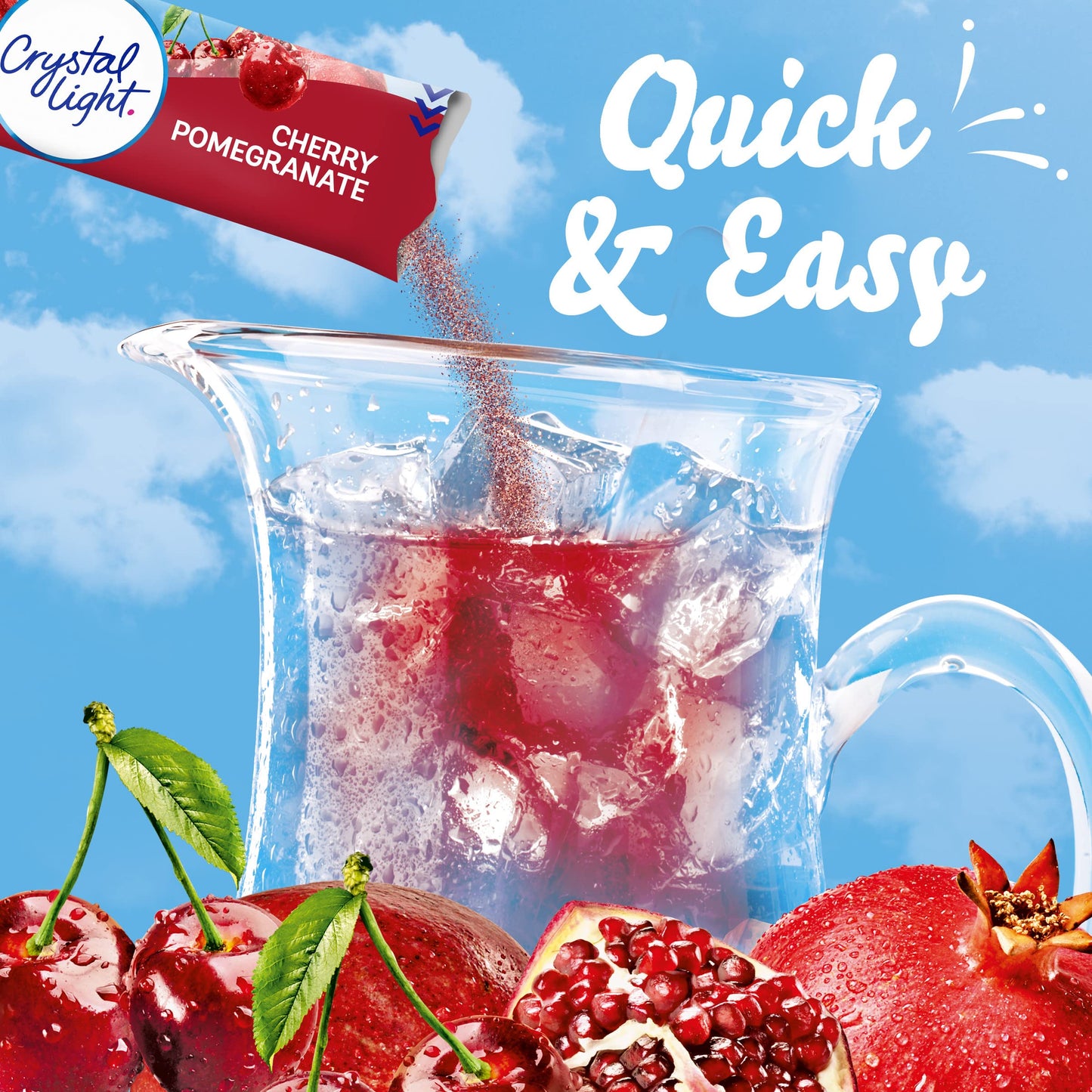 Crystal Light Cherry Pomegranate Naturally Flavored Powdered Drink Mix, 60 ct Pack, 12 Canisters of 5 Pitcher Packets