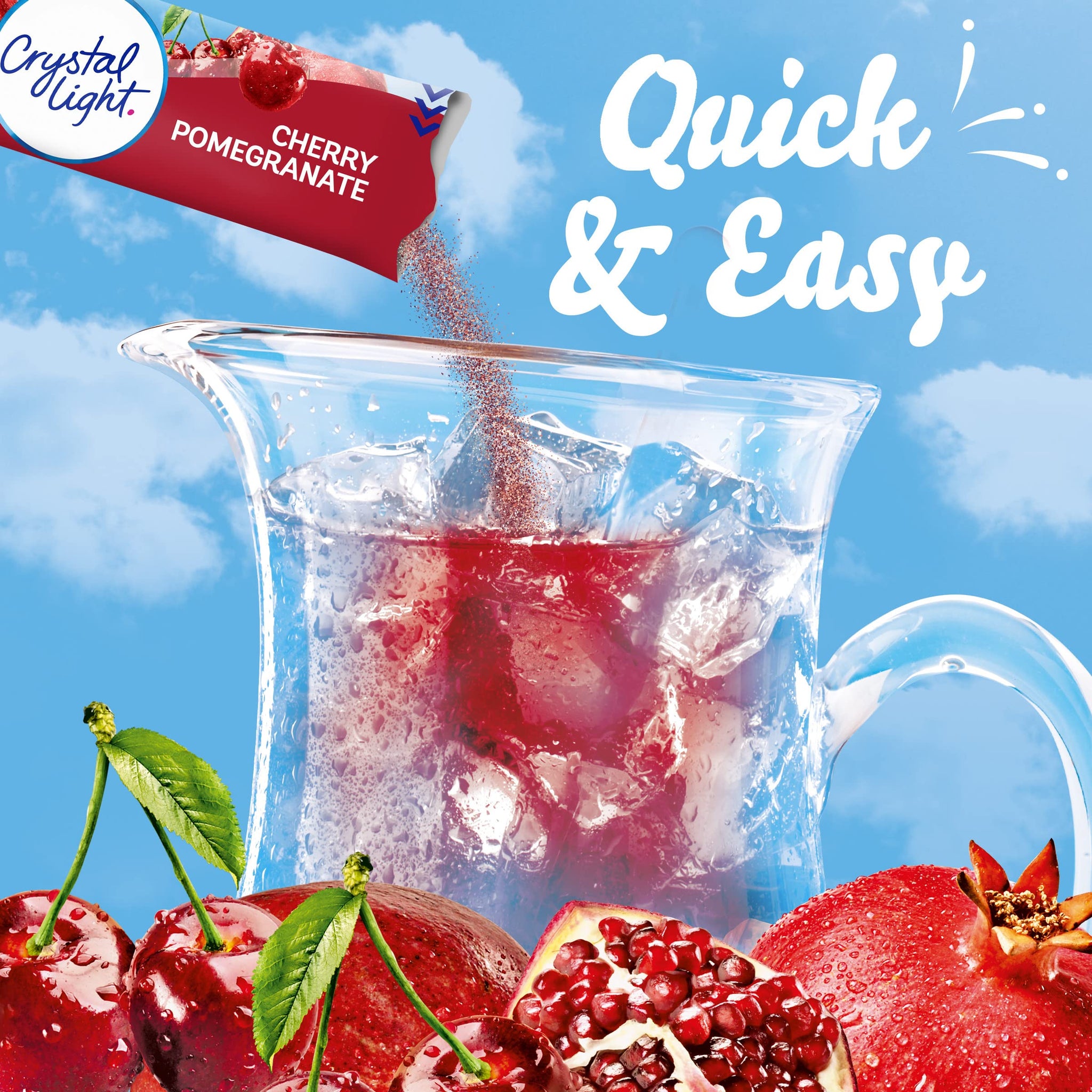 Crystal Light Cherry Pomegranate Naturally Flavored Powdered Drink Mix, 60 ct Pack, 12 Canisters of 5 Pitcher Packets