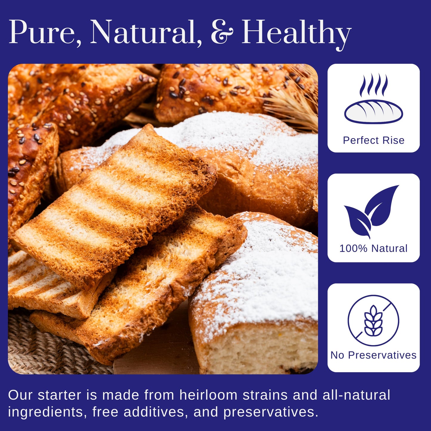 Gluten Free Sourdough Starter - 100+ Year Old Dehydrated Heirloom Style Sourdough Starter Kit for Sourdough Bread, Pizza, Buns, Pancakes, Muffins |