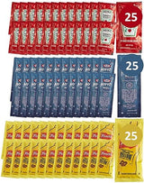 25 Ketchup, 25 Mustard & 25 Mayo Packets - 75 Total Condiment Packs (approximately 25 packets each)