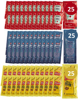 25 Ketchup, 25 Mustard & 25 Mayo Packets - 75 Total Condiment Packs (approximately 25 packets each)