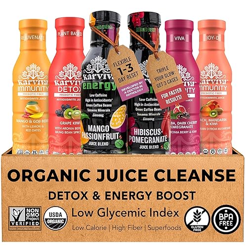 Organic Juice Cleanse & Metabolism Boosting Pack | 1 to 3-day Gentle Reset | Ancient Remedies for Liver Detox, No-Jitters/Sustained Energy |