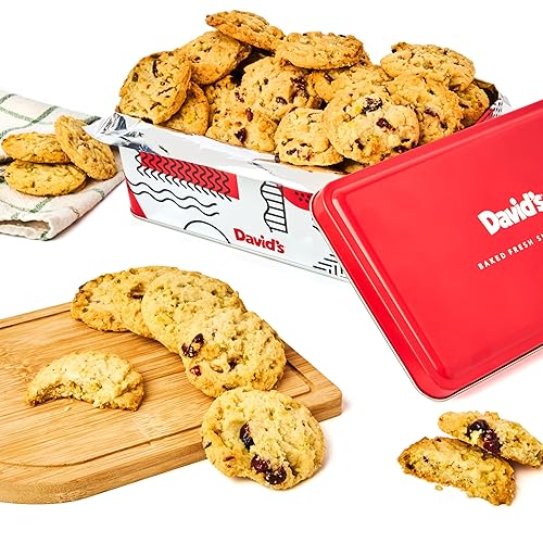 David's Cookies Cranberry Pistachio Biscuits Sweet Sampler Tin - Irresistible Crunch, Snacks And Bakery Treats - Ideal for Snacking And Gifting