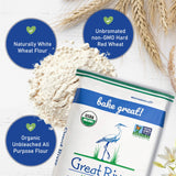 Great River Milling Lily White Organic All-Purpose Flour | Unbleached & Unbromated | Non-GMO, Kosher | Ideal for Bread, Cookies, Cakes, Pizza Dough