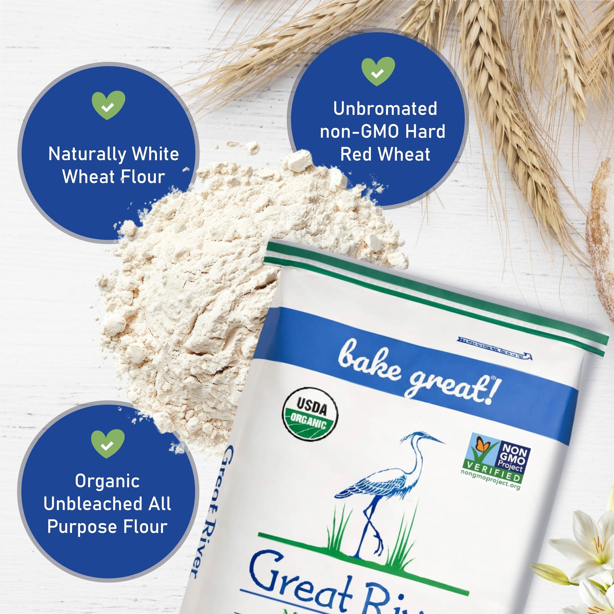 Great River Milling Lily White Organic All-Purpose Flour | Unbleached & Unbromated | Non-GMO, Kosher | Ideal for Bread, Cookies, Cakes, Pizza Dough