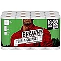 Brawny Tear-A-Square Paper Towels, 16 Double Rolls = 32 Regular Rolls, 3 Sheet Size Options, Quarter Size Sheets