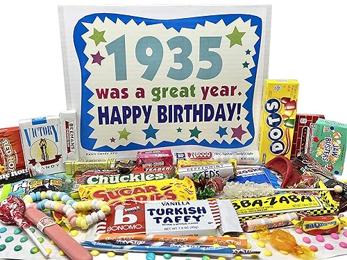 RETRO CANDY YUM ~ 1935 91st Birthday Gift Box of Nostalgic Retro Candy Mix from Childhood for 91 Year Old Man or Woman Born 1935