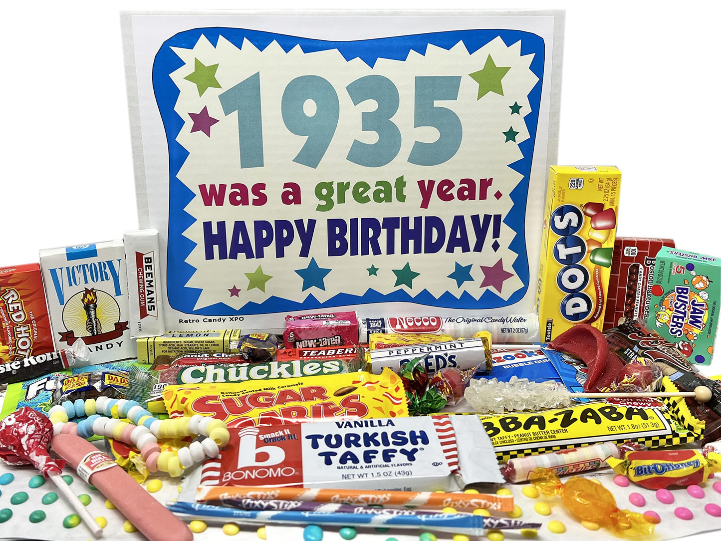 RETRO CANDY YUM ~ 1935 91st Birthday Gift Box of Nostalgic Retro Candy Mix from Childhood for 91 Year Old Man or Woman Born 1935