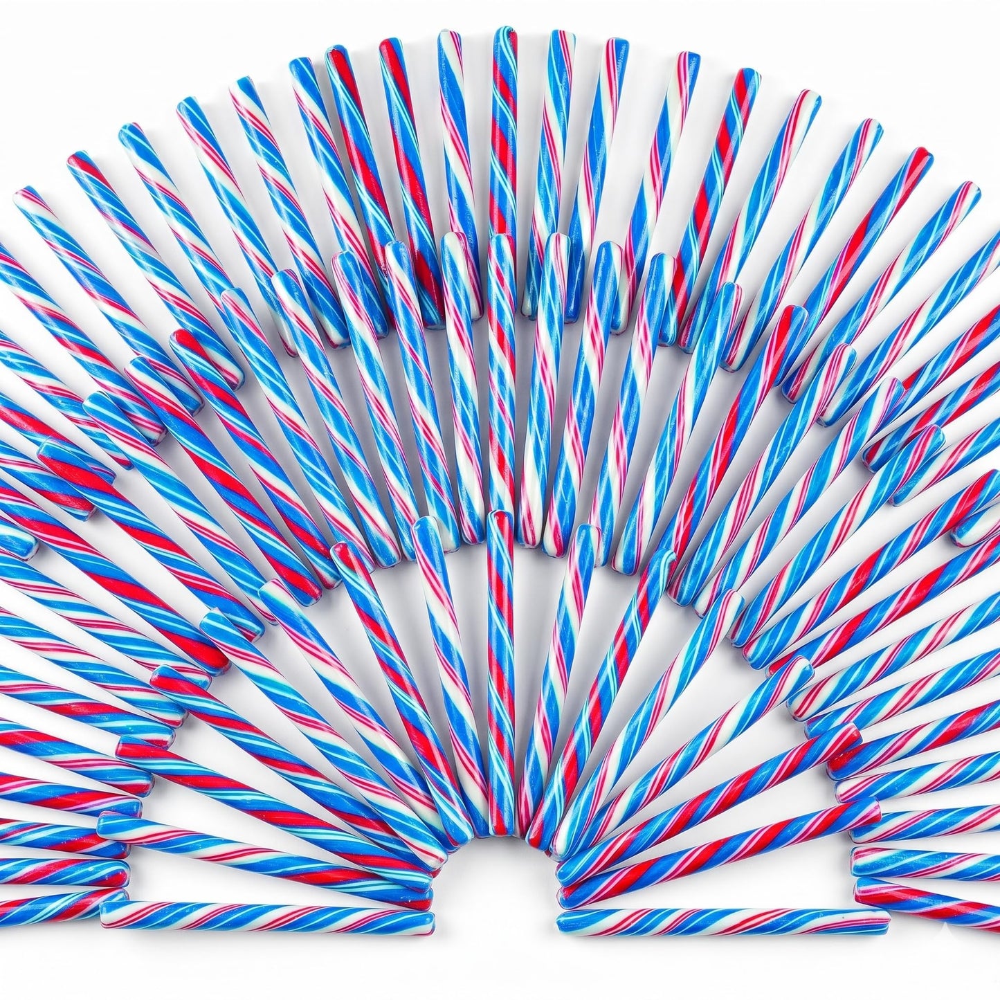 Fun Express Red White and Blue Candy Canes Individually Wrapped - 80 Patriotic Candy Sticks for 4th of July Party Favors | Birthday Candy Buffet