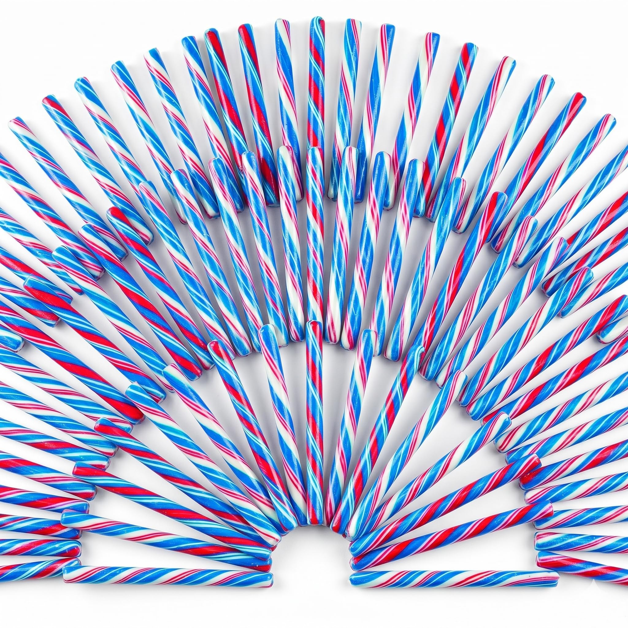 Fun Express Red White and Blue Candy Canes Individually Wrapped - 80 Patriotic Candy Sticks for 4th of July Party Favors | Birthday Candy Buffet