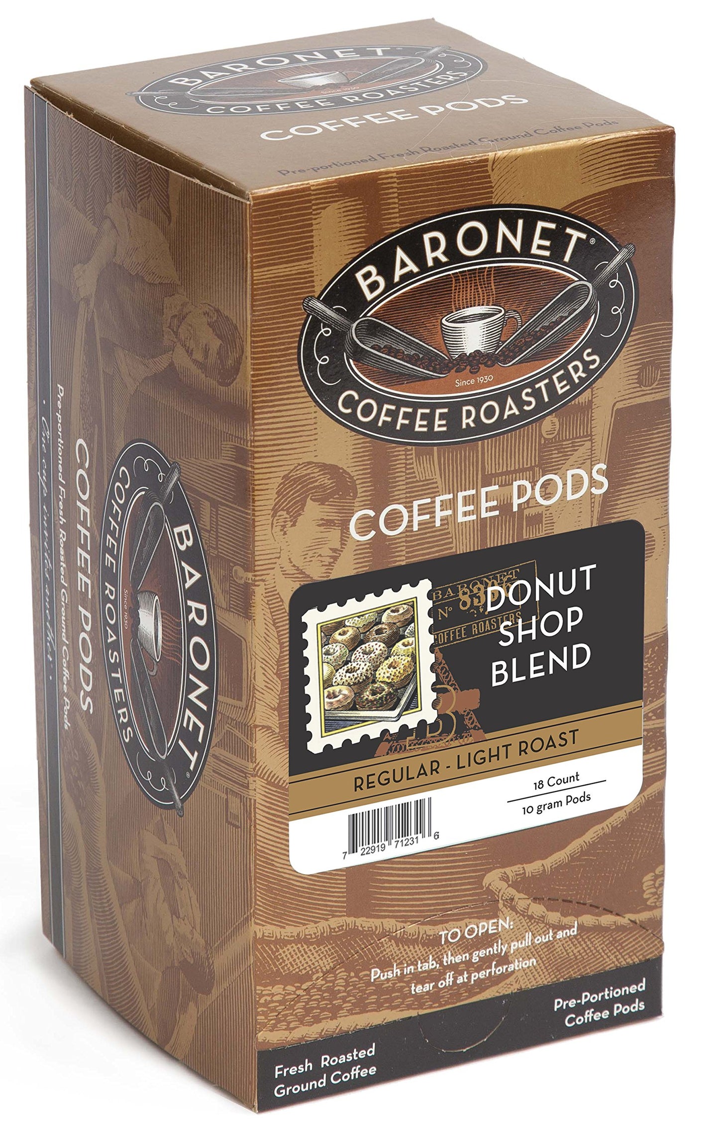 Baronet Coffee Donut Shop Blend Light Roast (140 g), 18-Count Coffee Pods
