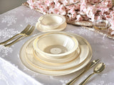 " OCCASIONS " 60 Plates Pack, Heavyweight Disposable Wedding Party Plastic Plates (6.25'' Dessert/Bread Plate, Lace Ivory & Gold)