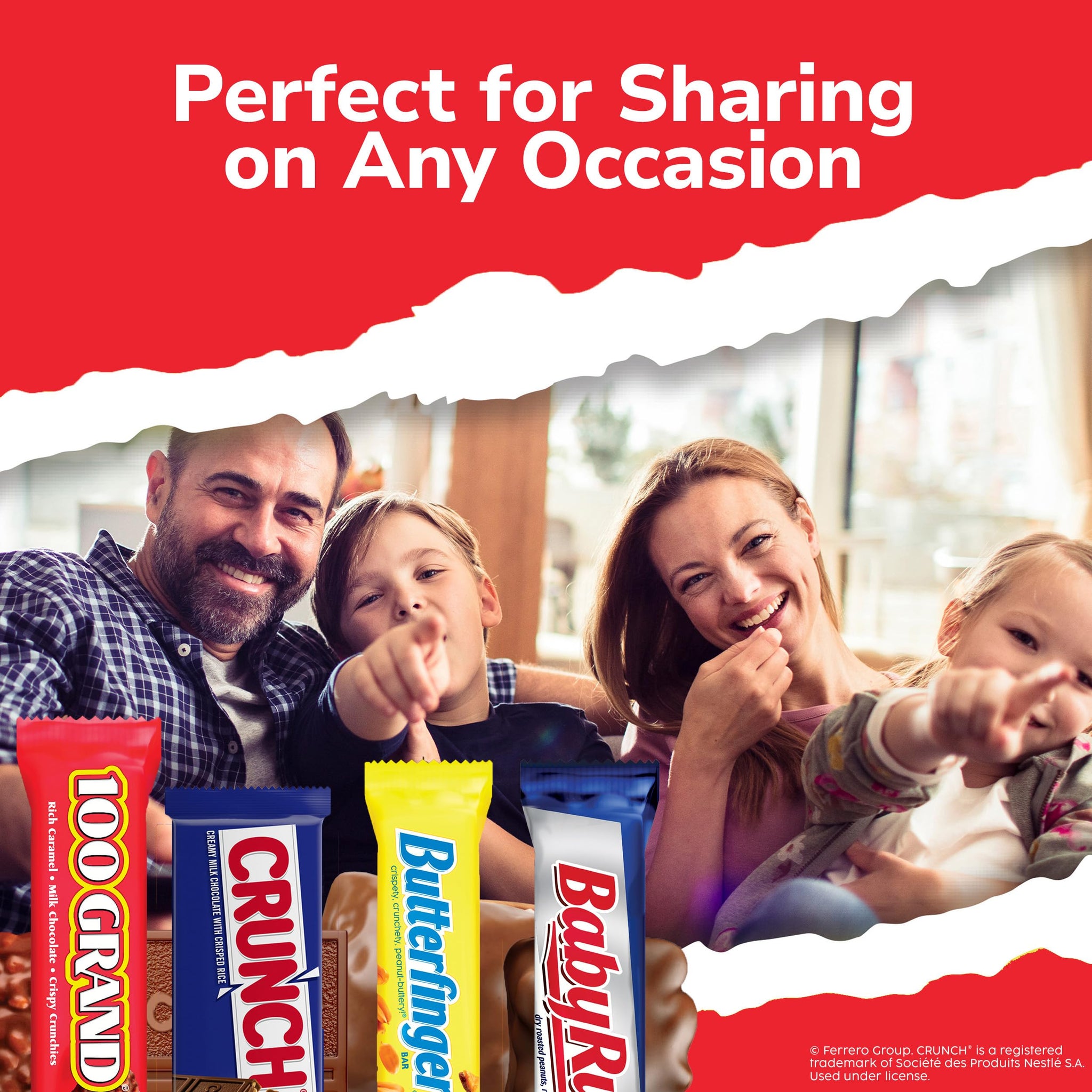 Assorted Butterfinger, Crunch, Baby Ruth, and 100 Grand Full Size Chocolates, 18 count, 31.2 oz