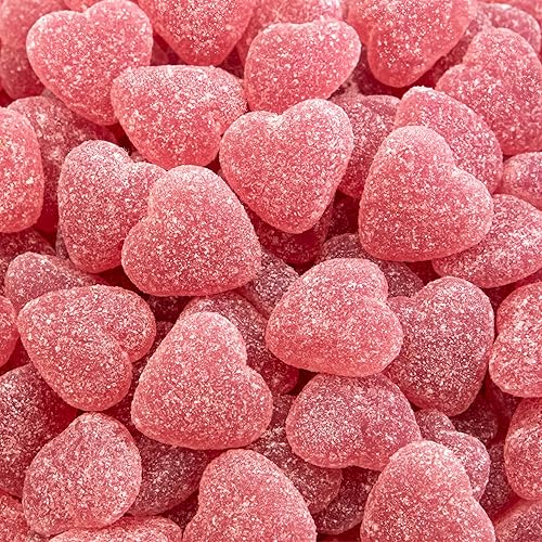 Cherry Jelly Hearts | 1-Pound Bag | Sour Candy | Dye Free Candy Hearts | Classic Gelatin Free Cherry Treats for Gifting, Buffets, Snacking | Vegan