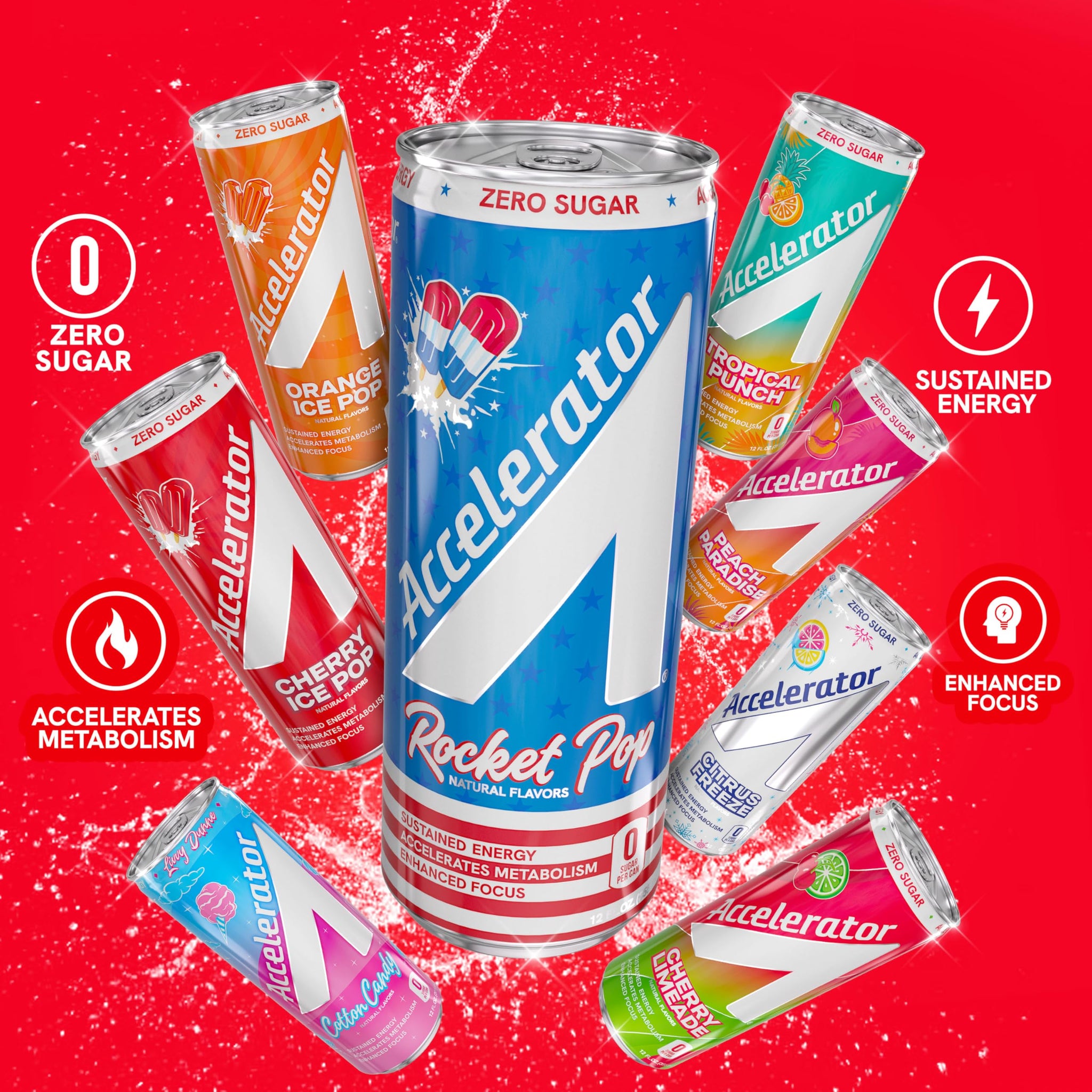 Accelerator Energy Drink, Ultimate Variety Pack 12oz can (12 pack), Zero Sugar, Sustained Energy from 100% Natural Caffeine (200mg from Green Coffee