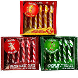 Archie McPhee Dill Pickle, Mac and Cheese, and Bacon Christmas Candy Canes - Stocking Stuffers - Funny Novelty Weird Candy - Prank, Gag, Joke, White